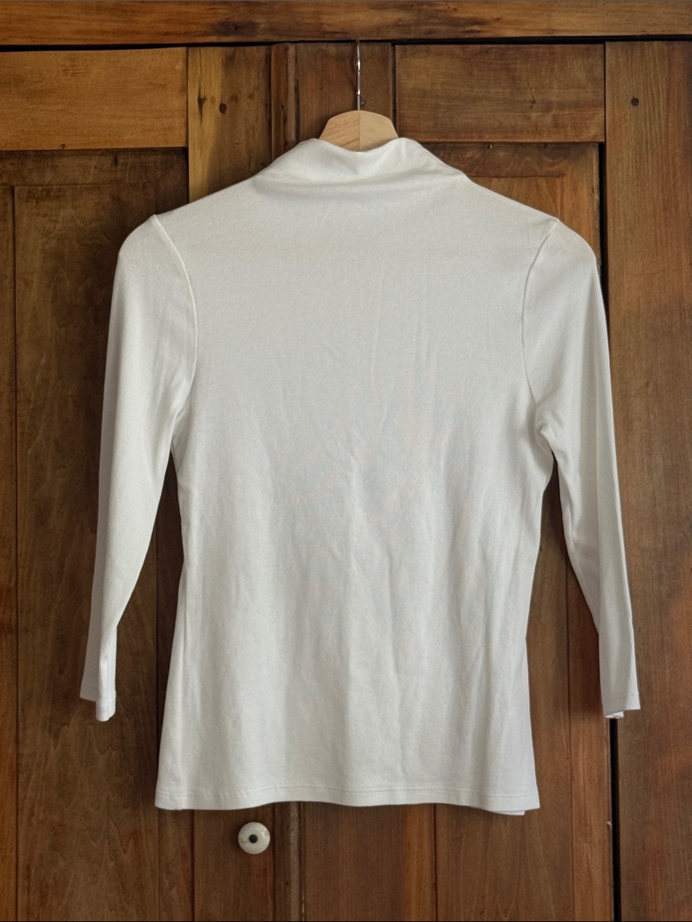 Nordstrom S White 3/4 Sleeve Mock-neck  Top Classic Pima Cotton Casual